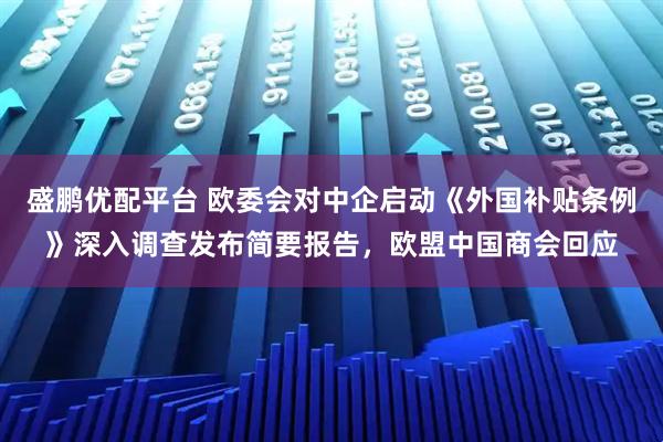 盛鹏优配平台 欧委会对中企启动《外国补贴条例》深入调查发布简要报告，欧盟中国商会回应